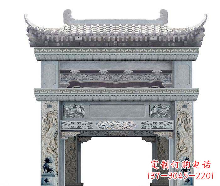 湖北单门村口石雕牌坊 (2)