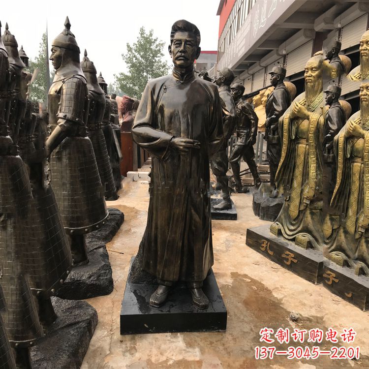 湖北经典人物鲁迅大师仿铜雕塑