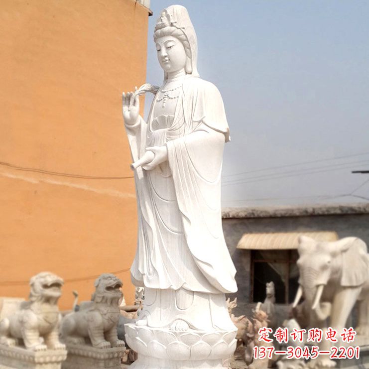 湖北滴水观音汉白玉石雕佛像