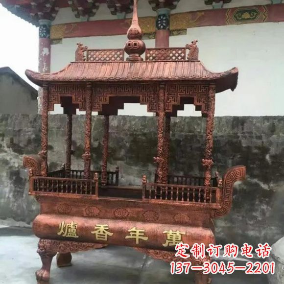 湖北雕刻蝙蝠铜香炉