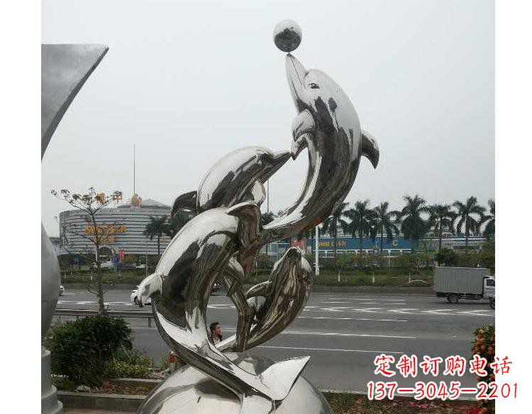 湖北海豚精美不锈钢雕塑
