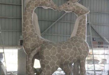 湖北大理石艺术精美长颈鹿雕塑