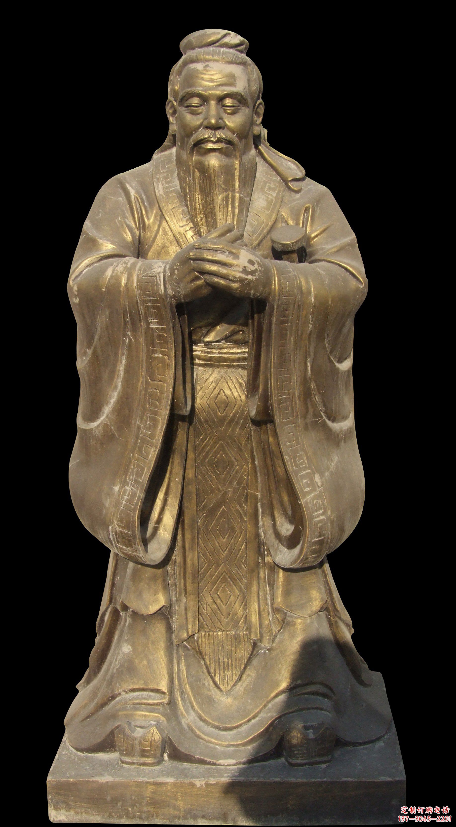 湖北手工精美锻铜孔子铜雕像