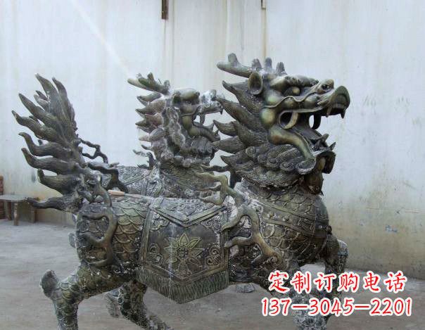 湖北精致手工铜麒麟雕塑