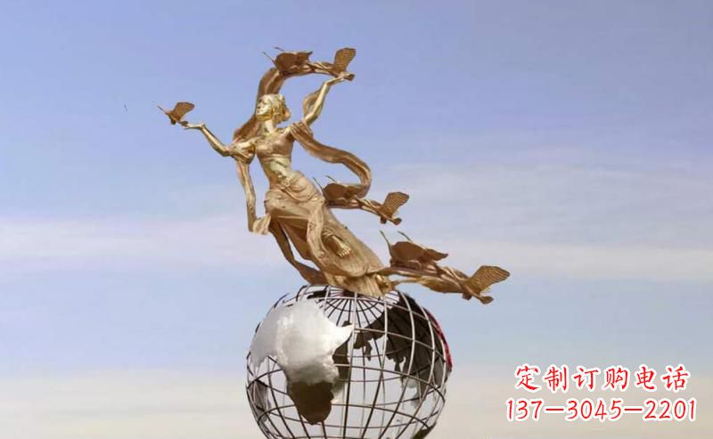 湖北多斯广场不锈钢地球雕塑