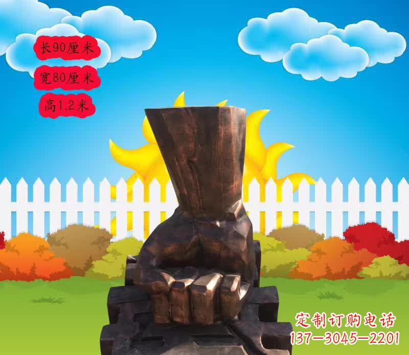 湖北法治拳头铜雕