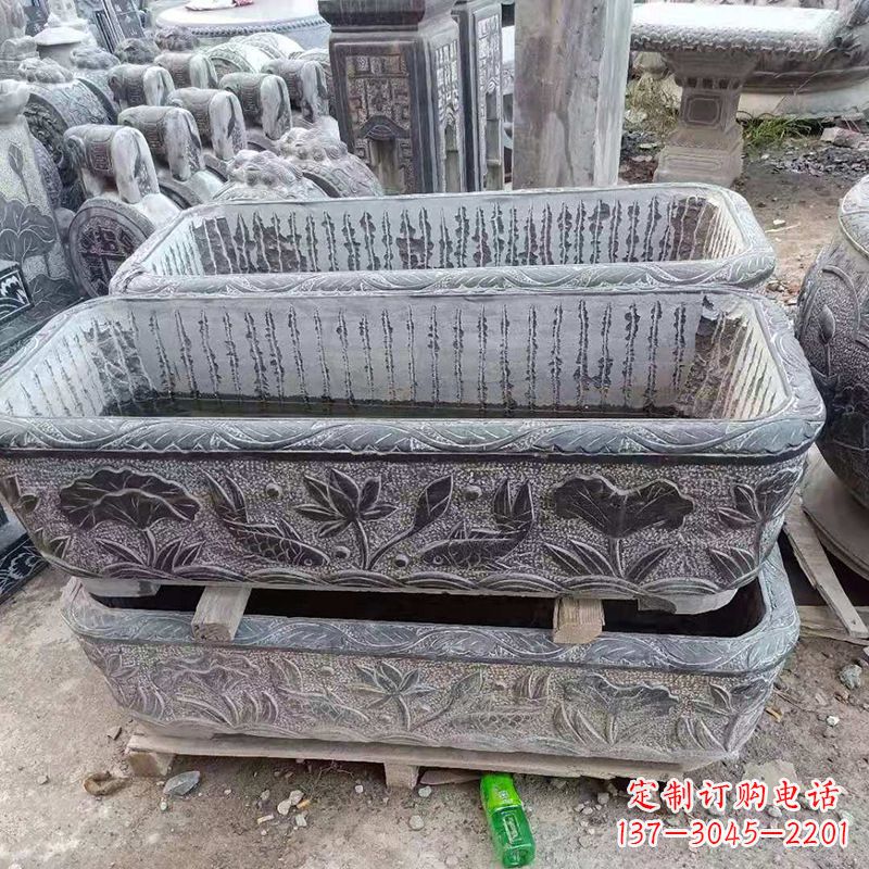 湖北方形石槽养鱼石缸