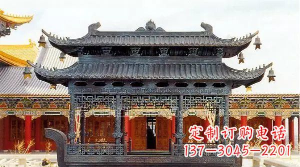 湖北方形寺庙香炉铜雕塑