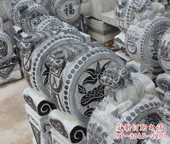 湖北仿古抱鼓石招财石门墩 (2)