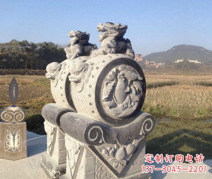湖北仿古抱鼓石镇宅石门墩 (4)
