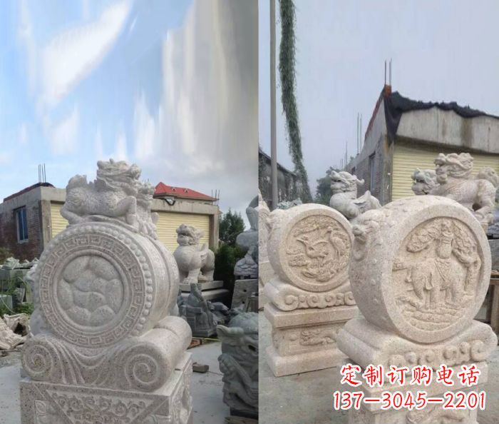 湖北仿古抱鼓石门墩雕塑