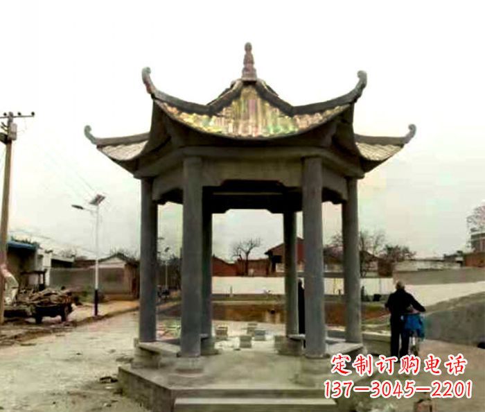 湖北仿古六角凉亭石雕 (3)