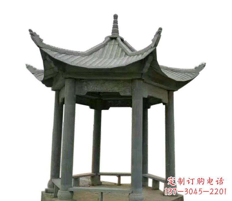 湖北仿古六角凉亭石雕 (2)