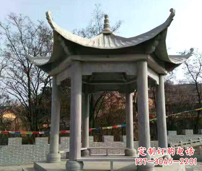 湖北仿古六角凉亭石雕 (4)