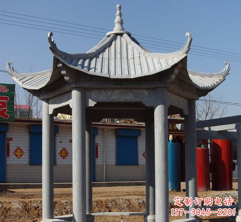 湖北仿古六角凉亭石雕 (6)