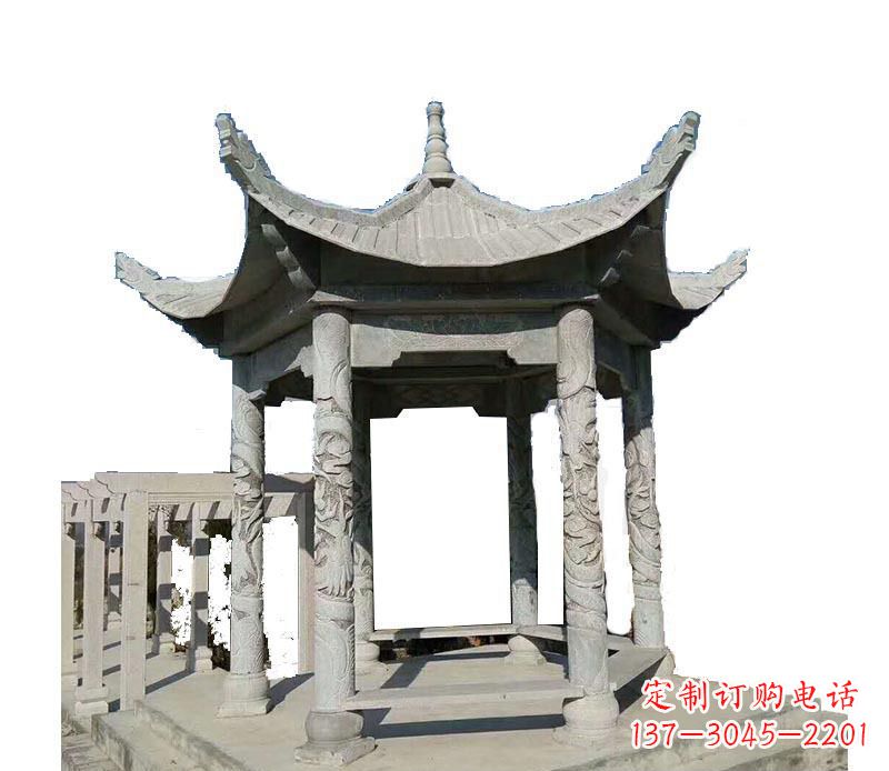 湖北传统风格凉亭石雕