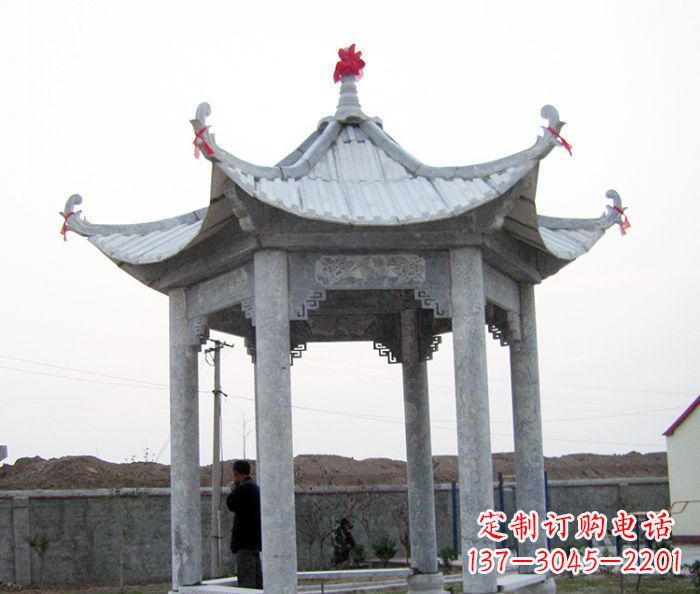 湖北仿古六角石凉亭雕塑