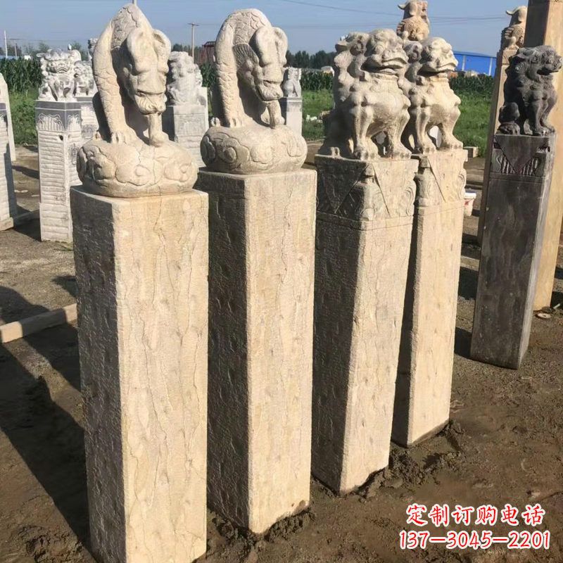 湖北仿古麒麟貔貅栓马柱