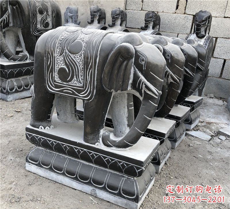 湖北仿古青石大象雕塑