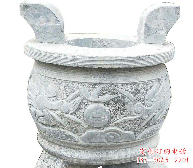 湖北精美仿古三足香炉石雕