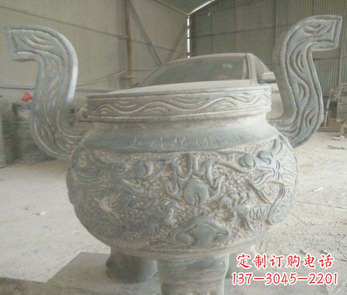 湖北青铜仿古三足香炉石雕