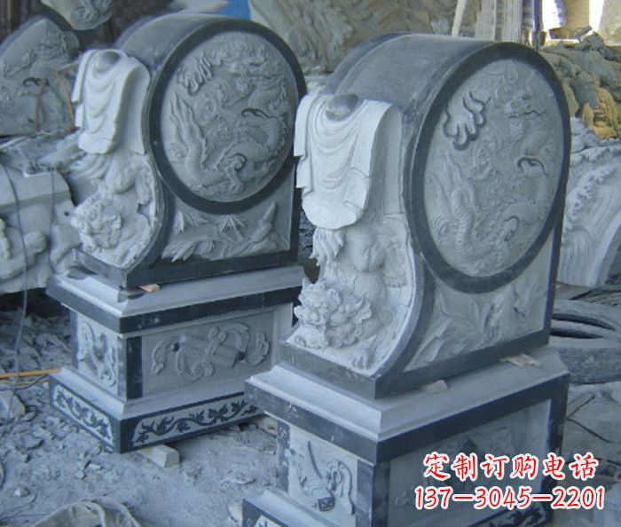 湖北仿古石门墩招财抱鼓石雕塑