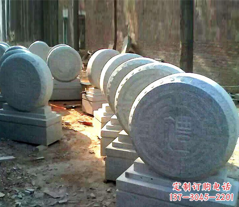 湖北仿古石门墩招财抱鼓石雕