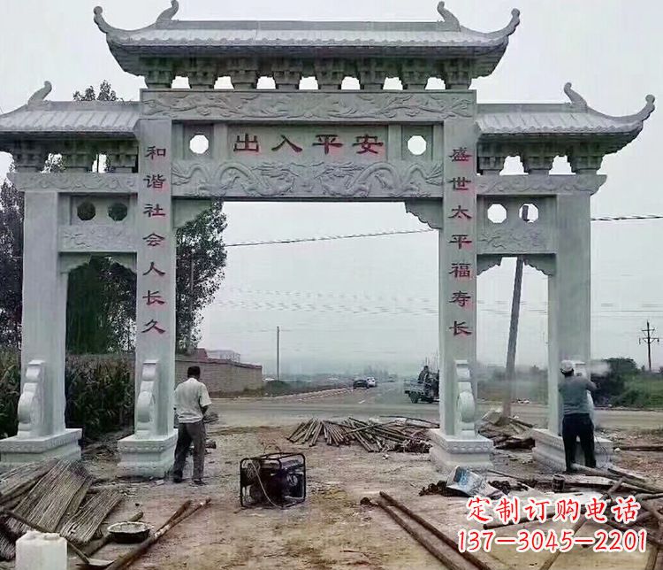 湖北仿古石牌坊石雕