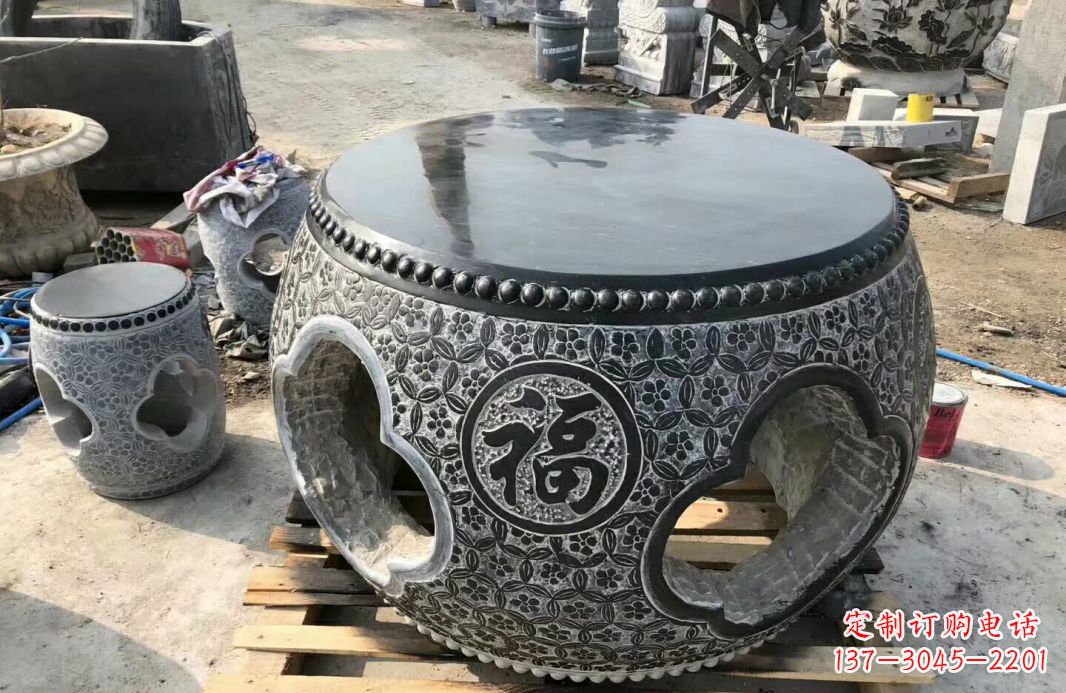 湖北中领雕塑 | 精美仿古石桌凳雕塑