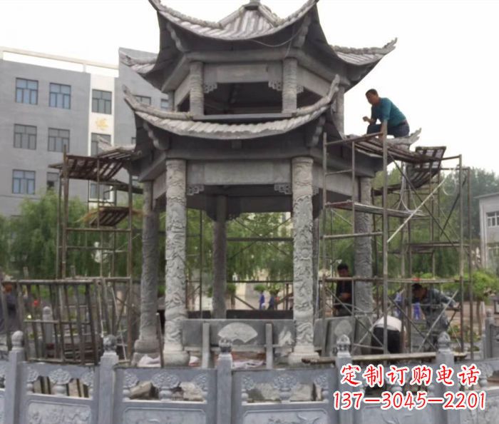 湖北仿古双层石雕凉亭