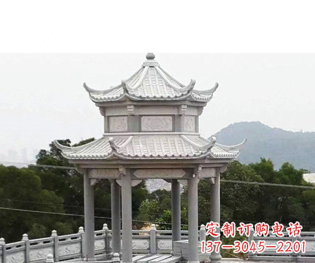 湖北仿古双层石雕凉亭