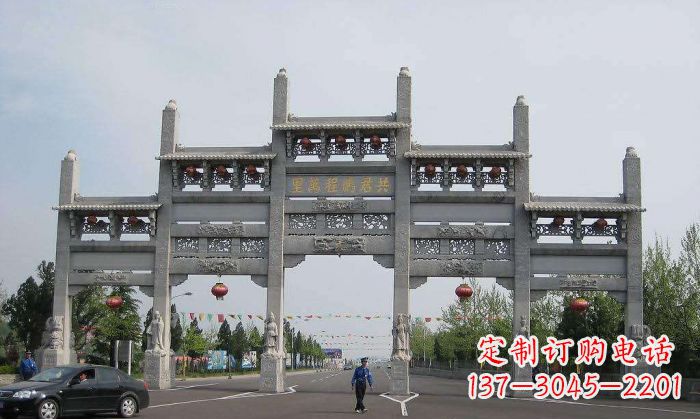 湖北精美仿古石雕牌坊雕塑