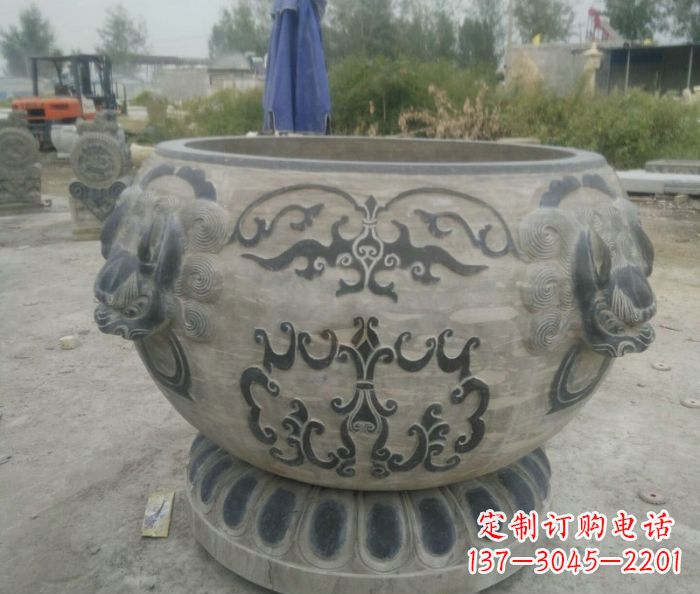 湖北仿古圆形水缸石雕