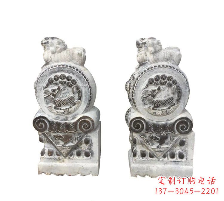 湖北仿古雕塑狮子抱鼓石