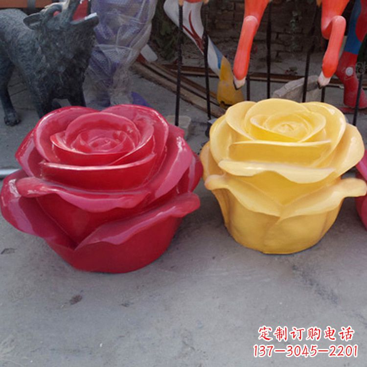 湖北精美仿真玻璃钢玫瑰雕塑