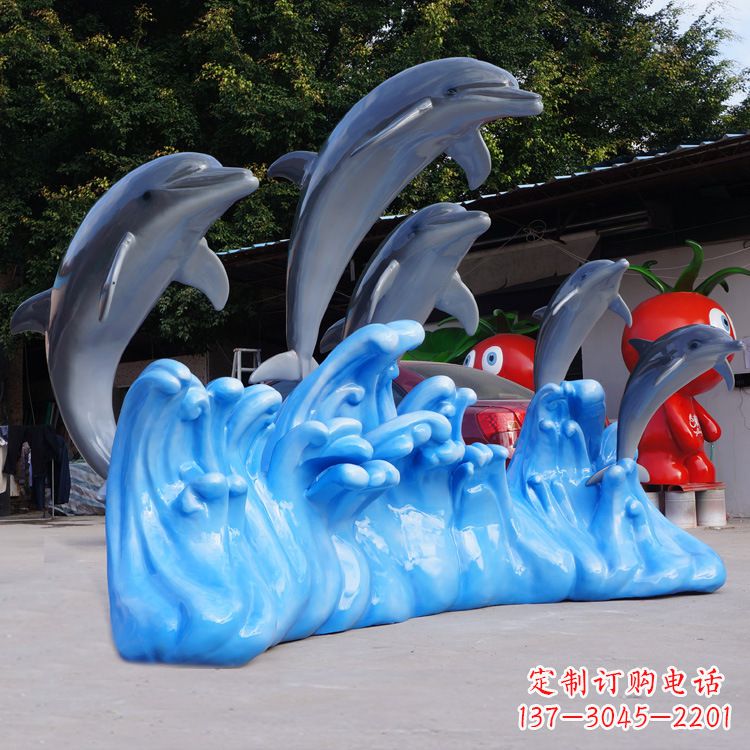 湖北艺术精美的海豚玻璃钢雕塑