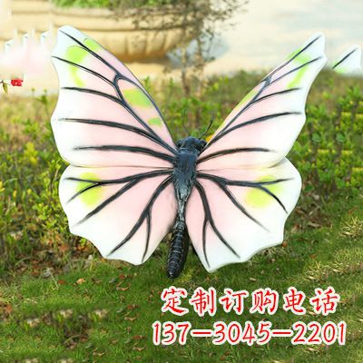 湖北浅粉白色仿真蝴蝶雕塑