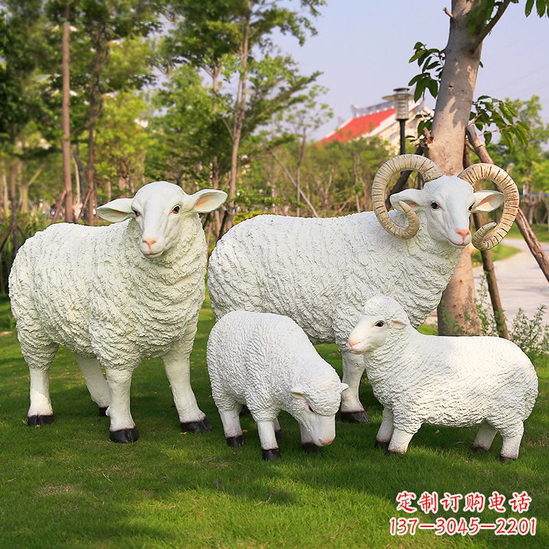 湖北乡村绵羊雕塑 – 农家院庭院仿真动物摆件