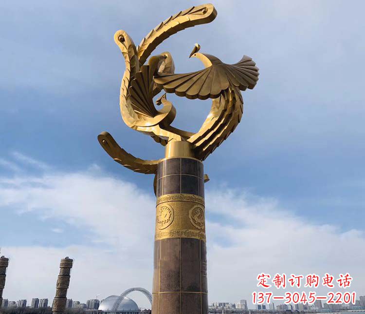 湖北凤凰华表铜雕