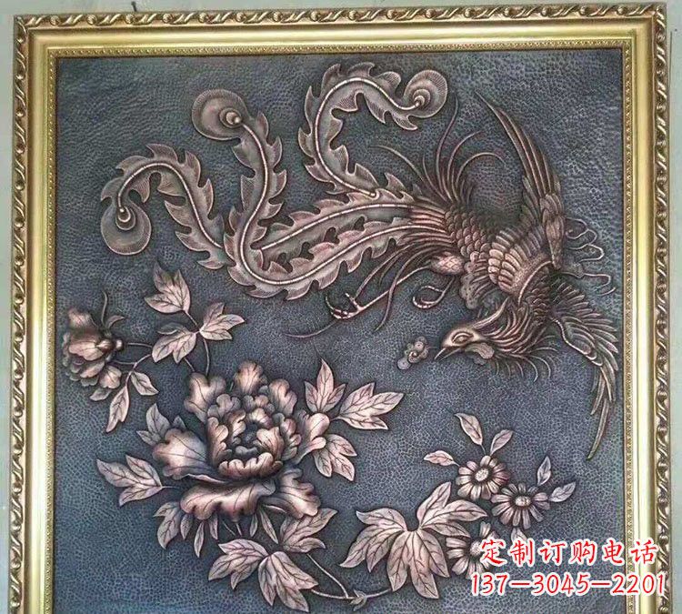湖北凤凰牡丹铜浮雕