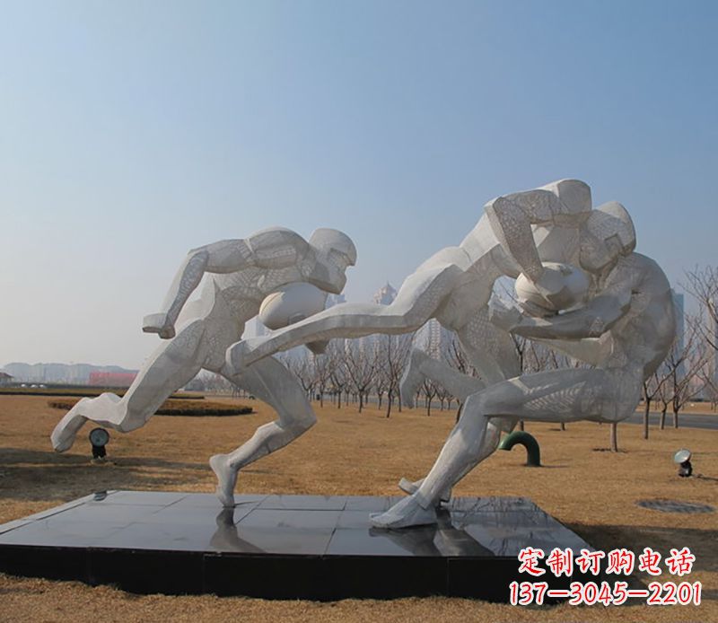 湖北不锈钢橄榄球体育雕塑