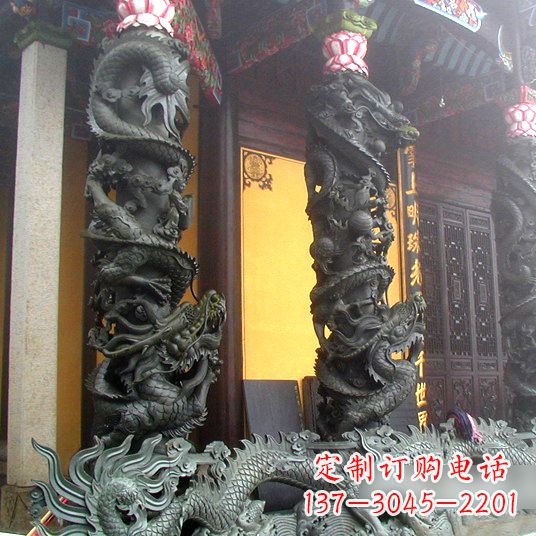 湖北高浮雕铜雕盘龙柱