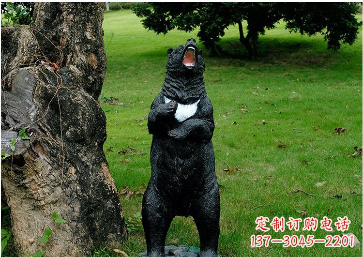 湖北公园风情玻璃钢仿真黑熊雕塑
