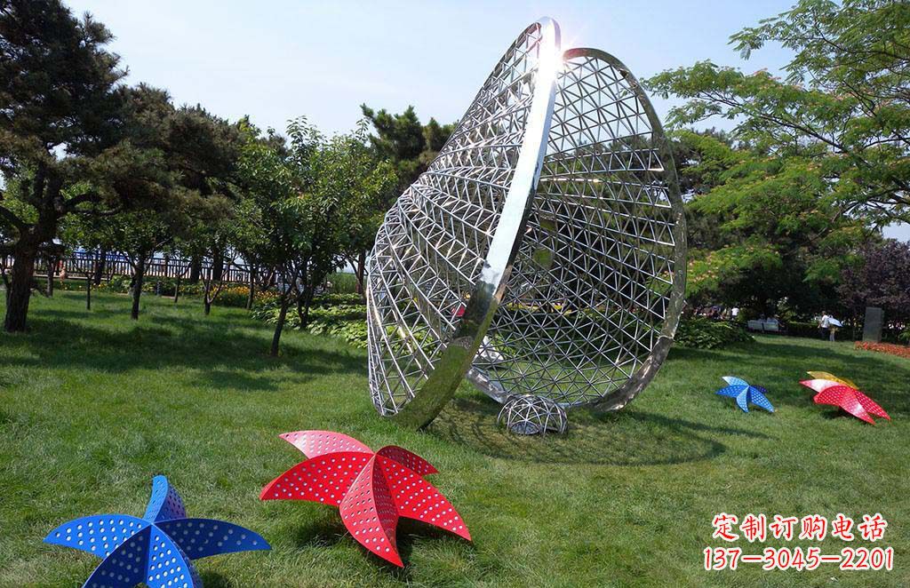 湖北精美不锈钢贝壳海星景观雕塑