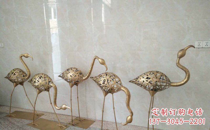湖北不锈钢抽象火烈鸟动物雕塑
