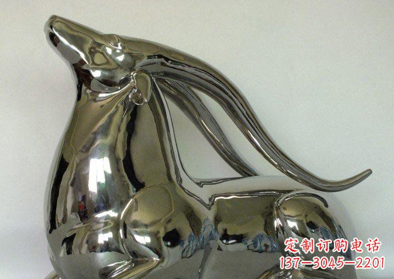 湖北中领雕塑定制公园装饰不锈钢羚羊雕塑
