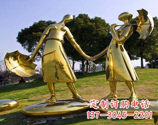 湖北公园不锈钢抽象情侣雕塑
