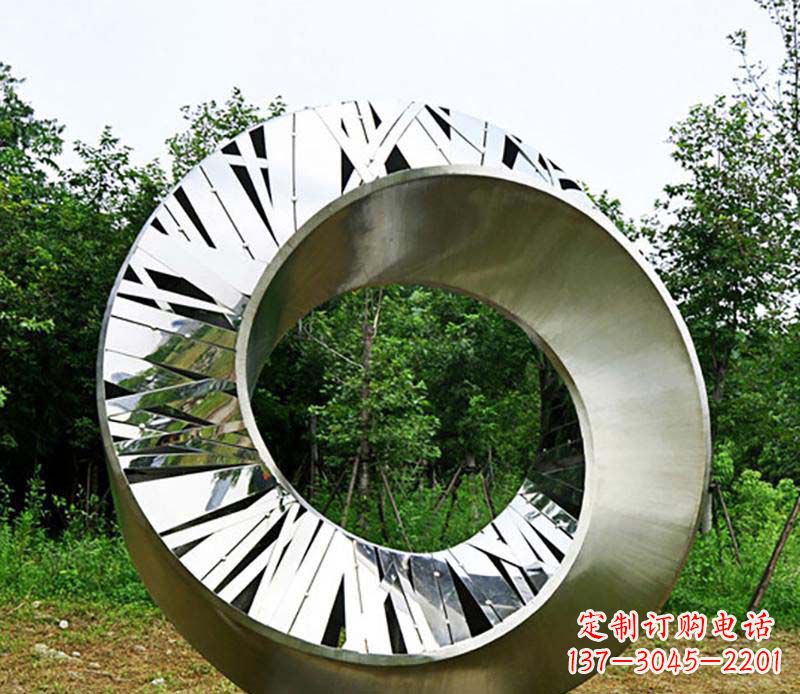 湖北符号意义深刻的不锈钢抽象圆环雕塑
