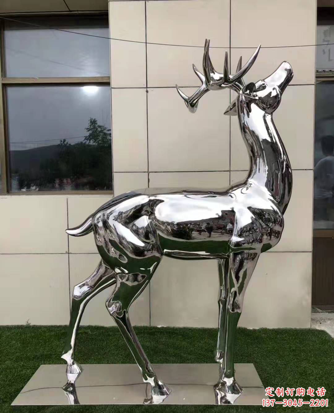 湖北不锈钢艺术品精美梅花鹿雕塑