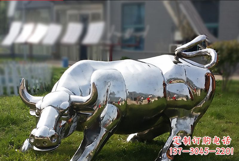 湖北精致美观的高端不锈钢动物牛雕塑